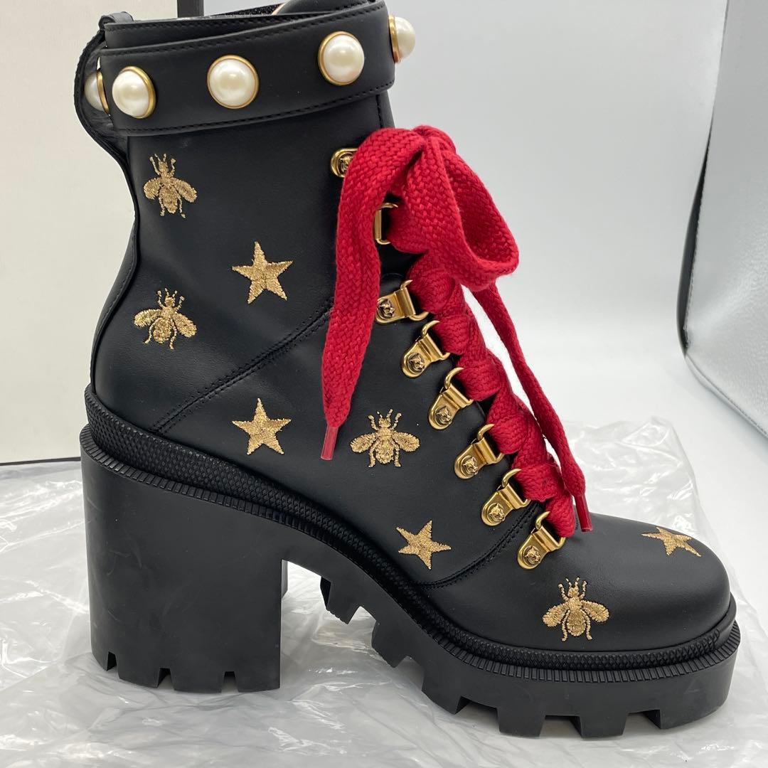 M52】美品 GUCCI グッチ コンバットブーツ ハチ スター レザー - メルカリ