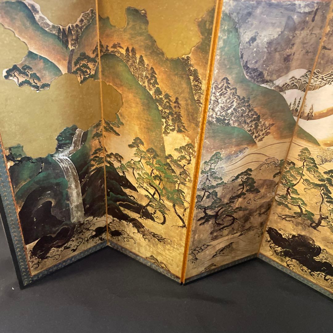 便利堂 縮小屏風「日月山水図屏風」重文表記（国宝指定前ロット）日本