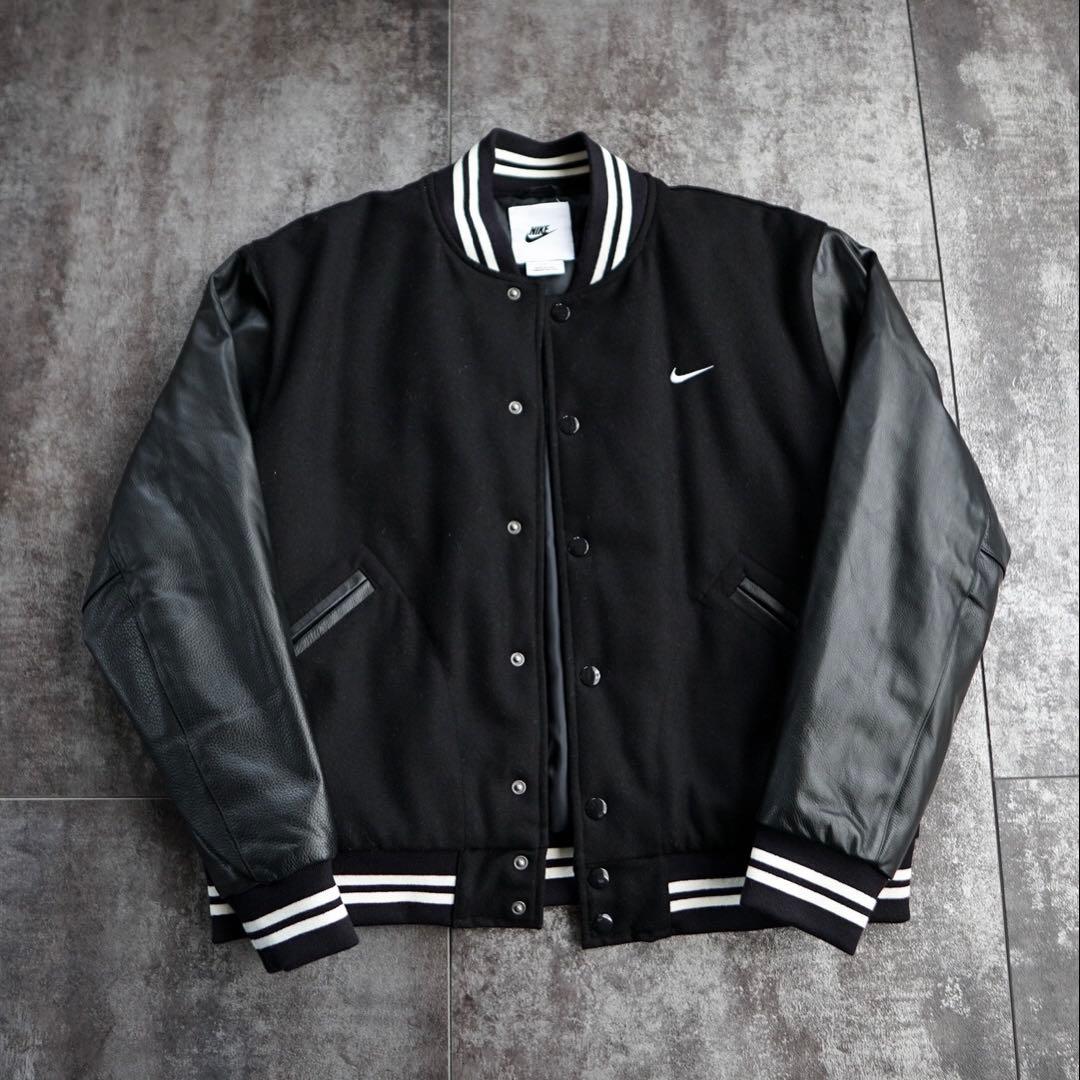 NIKE 袖レザー スタジャン バーシティジャケット ブラック L - メルカリ