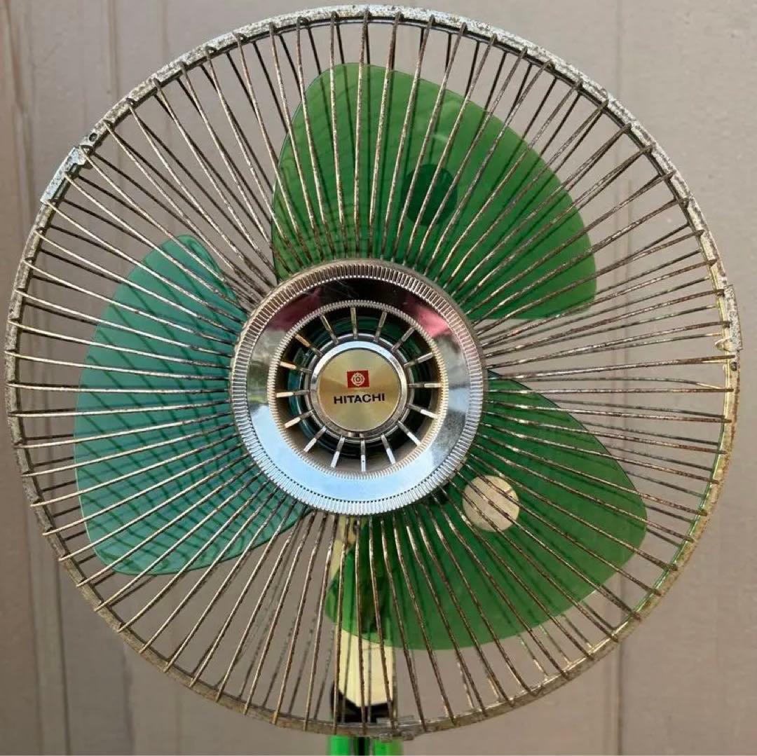 3枚羽 扇風機 日立 H-30TH グリーン 緑 昭和 レトロ アンティーク