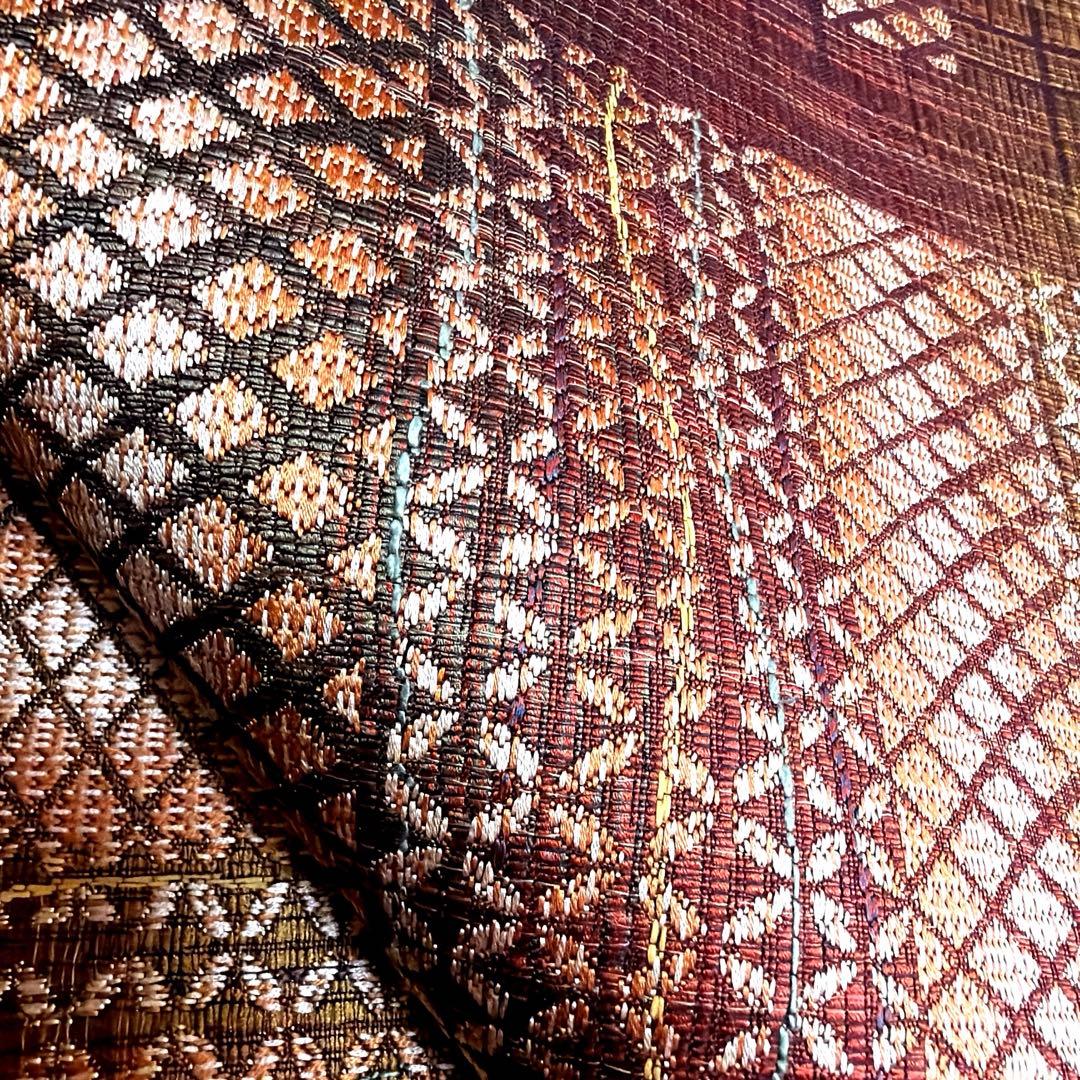 証紙あり　正絹　リバーシブル　本場筑前博多織《源氏香　歌舞伎隈取》