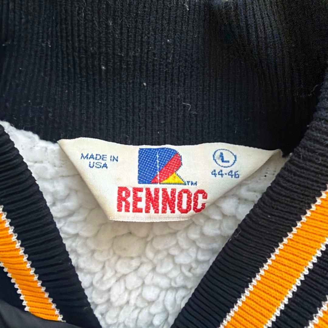 90s USA製】RENNOC スタジャン L ブラック×オレンジ 刺繍 短丈 - メルカリ