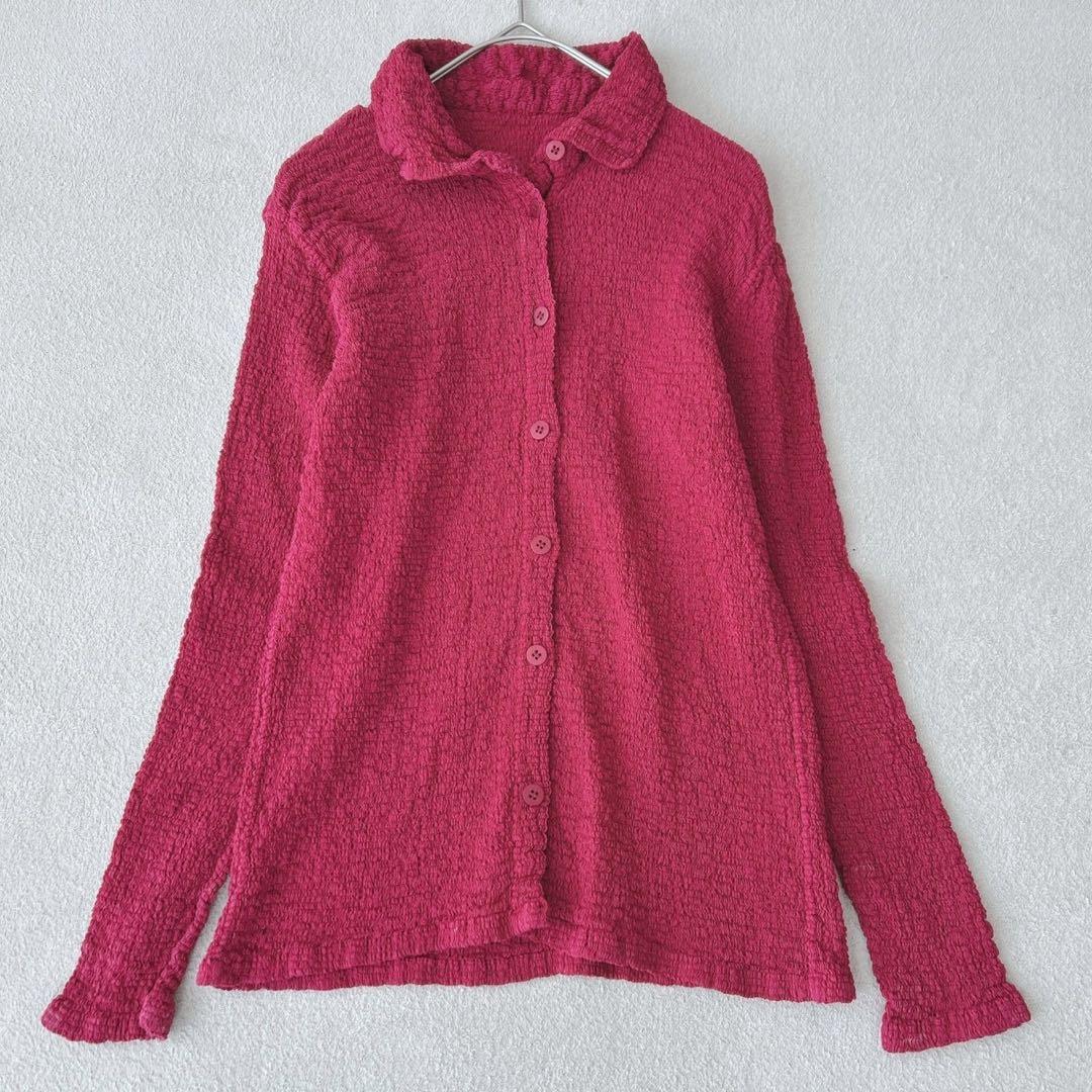 美品✨ ISSEY MIYAKE カーディガン カリフラワー シワ加工 ピンク