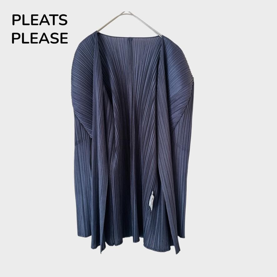 美品✨プリーツプリーズ イッセイミヤケ 長袖カーディガン グレー 3 L