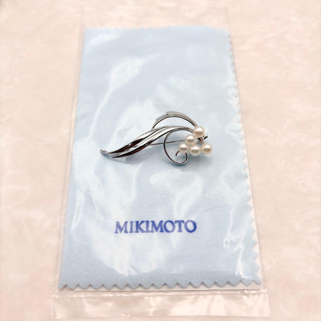 極美品 ミキモト MIKIMOTO シルバー ブローチ 真珠 パール 5P 希少