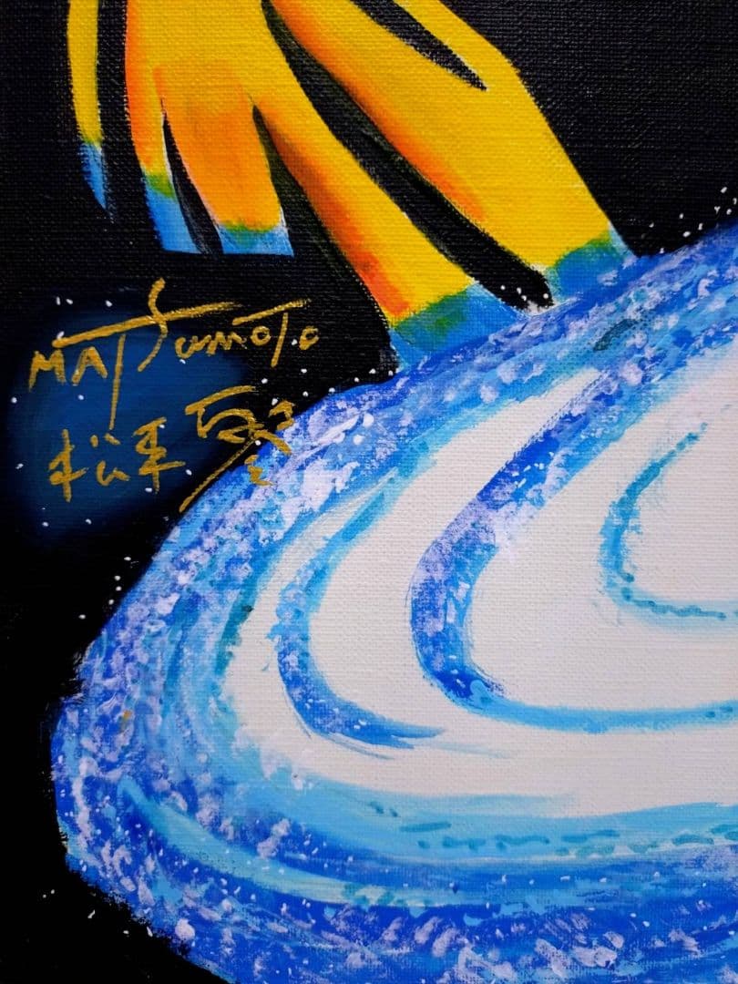 F6号】松本零士【銀河鉄道999】手描き作品/表裏サイン/油彩/アクリル