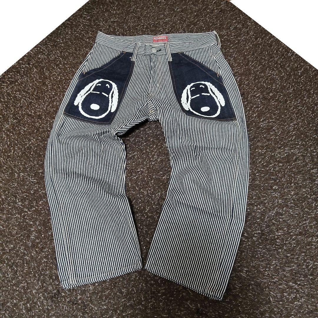 スヌーピー 児島ジーンズ 岡山デニム ヒッコリー デニムパンツ