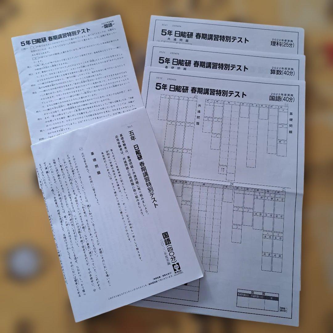 2022年 日能研 5年生 春期講習特別テスト - メルカリ