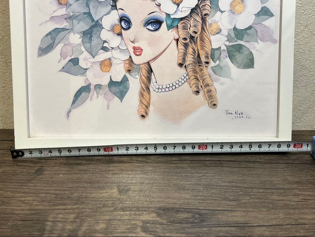 送料込み】中村淳一 1958年 昭和レトロ 漫画 額縁付き イラスト画 🎎