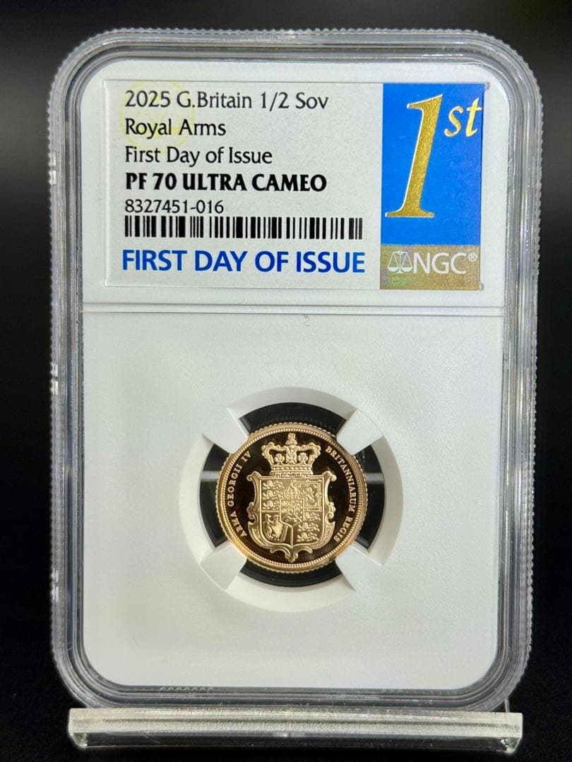 2025 チャールズ3世 ロイヤルアームズ 1/2ソブリンPF70UC FODI 2025 チャールズ3世 1/2ソブリンプルーフ金貨 未鑑定 箱付き【ご予約