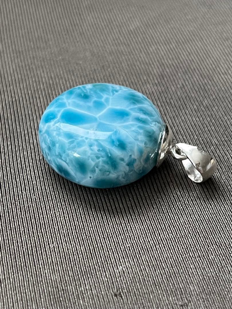 天然石ラリマー☆高品質！まる型ペンダントトップ☆レアな丸型＆両面