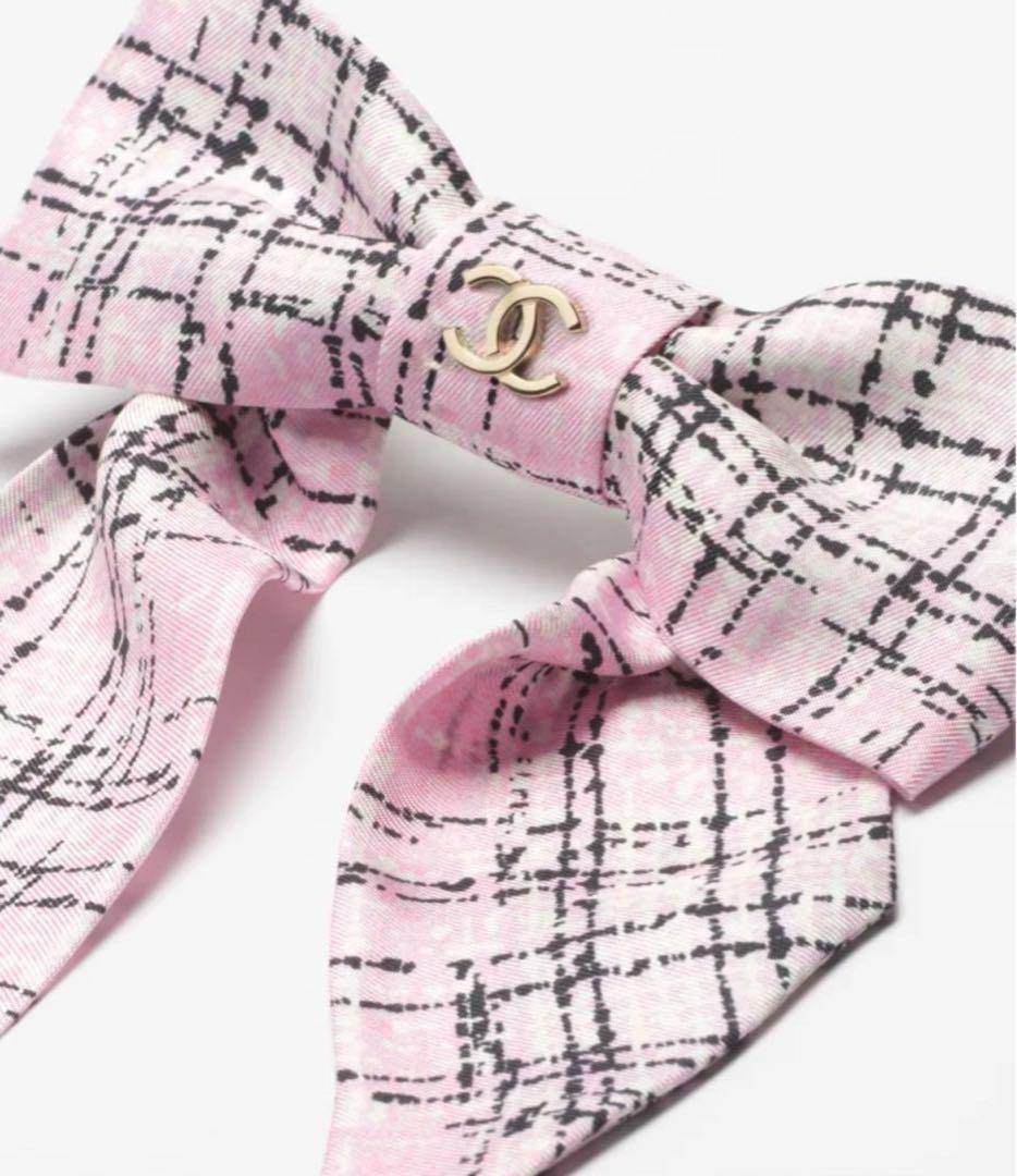 CHANEL ボウ バレッタ ツイード柄 25B ピンク - メルカリ