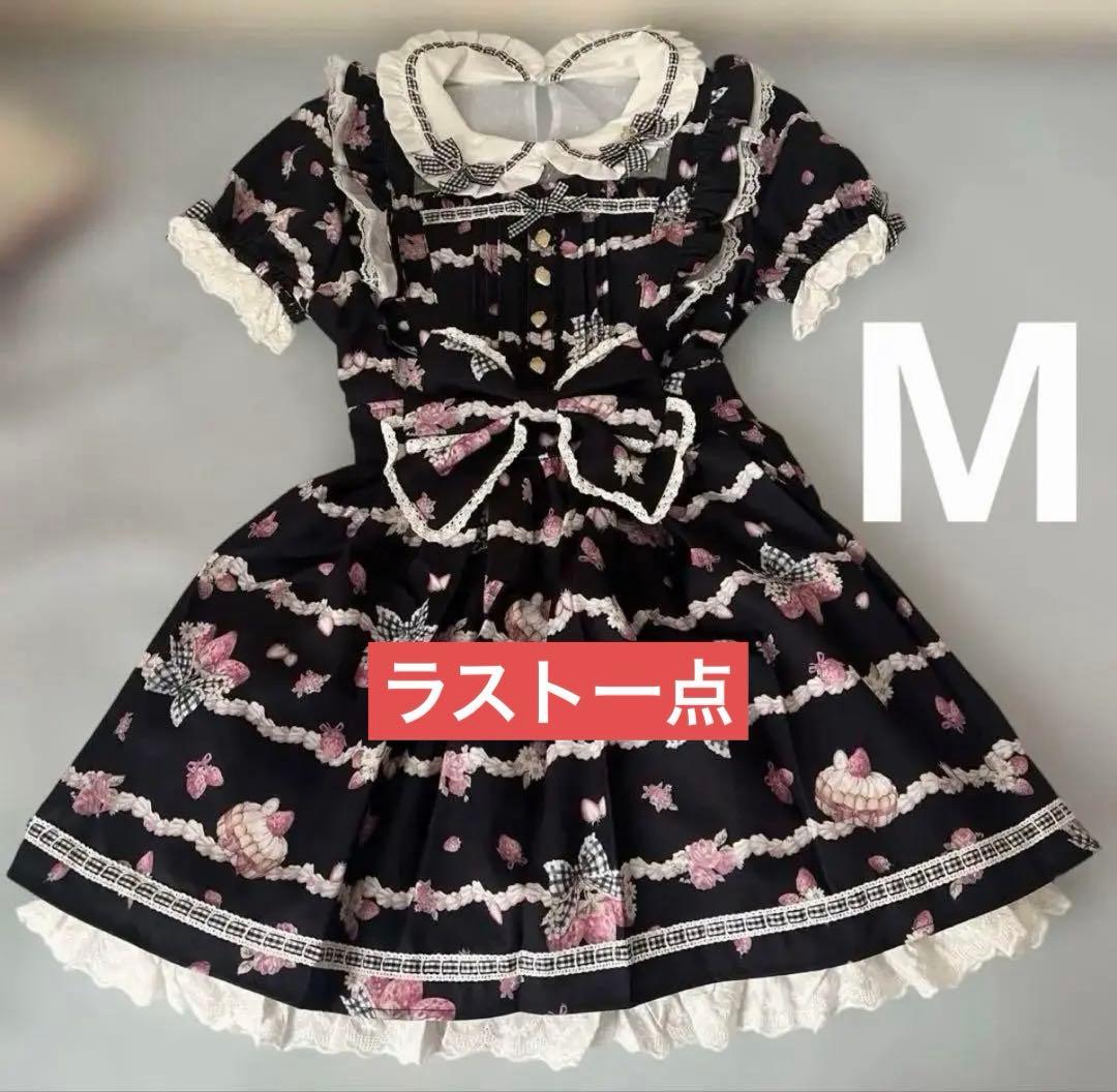 リズリサ LIZLISA Creamy Berry柄ワンピース ブラック M - メルカリ