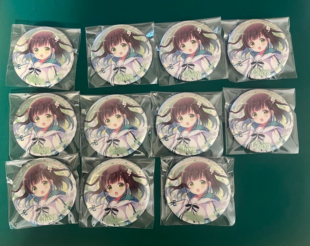 ごちうさ　千夜　缶バッジ　take out blue bird 11個 ご注文はOIOIですか？』新宿マルイアネックス・なんばマルイ・町田