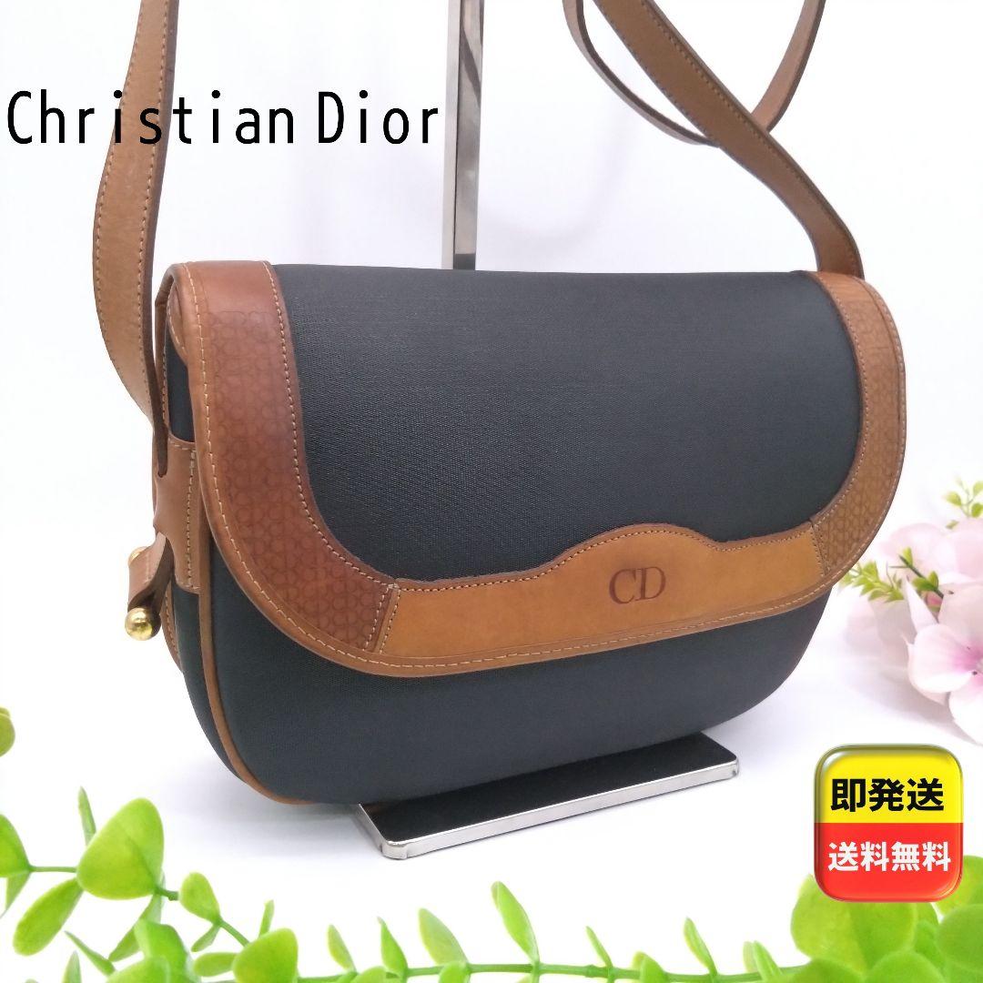 Christian Dior 希少 ショルダーバッグ CDロゴ 革×キャンバス