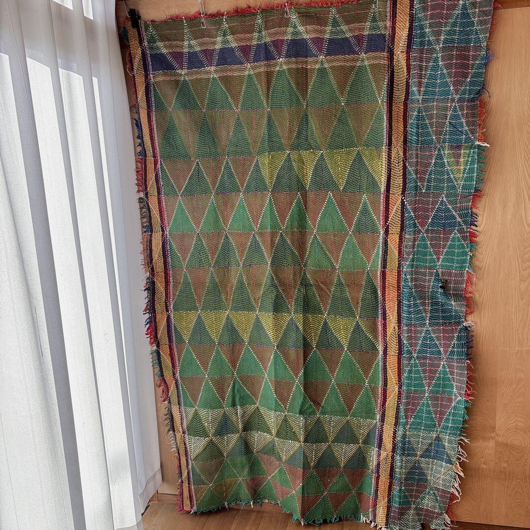 未使用＊訳アリ ヴィンテージラリーキルト グリーントライアングル