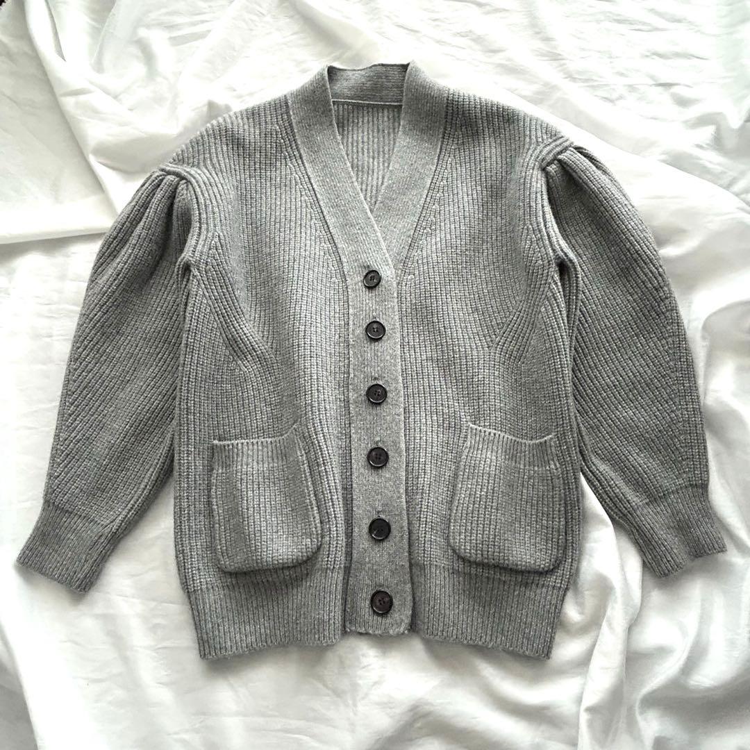 週末セール【Cygne】Raymond ボリューム袖 ロングカーディガン グレー