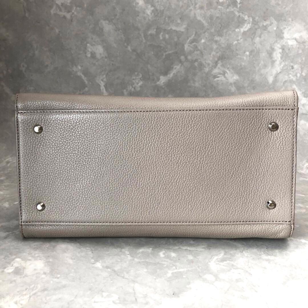 ☆極美品☆傳濱野 ハンドバッグ 2WAY レザー グレージュ レティア シボ