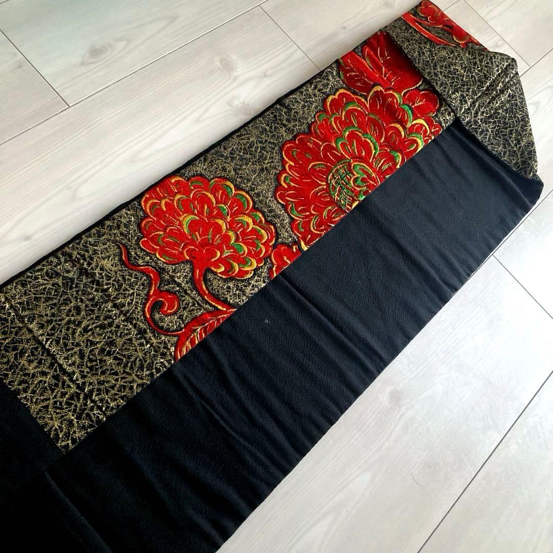 アンティーク名古屋帯 大正ロマン 大輪花模様 織り出し 上質 正絹2-25