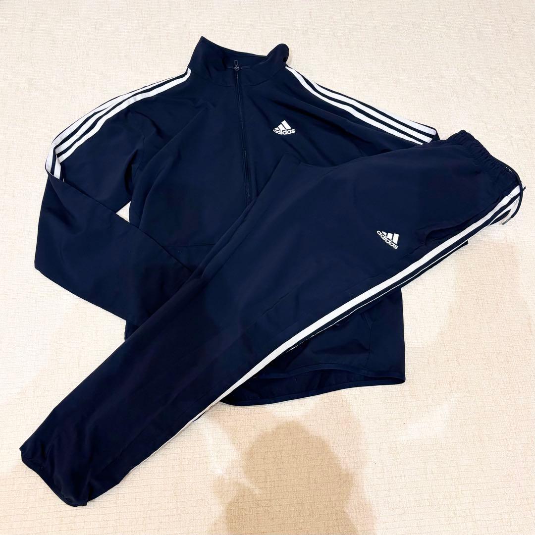 adidas アディダス ジャージ 上下 セットアップ 紺×白 - メルカリ