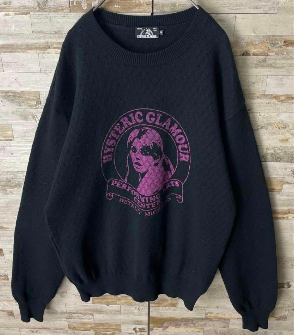 【美品】ヒステリックグラマー☆ヒスガール ビッグロゴ コットン ニット ヒステリックグラマー ニット コットン ヒスガール アーチロゴ 初期