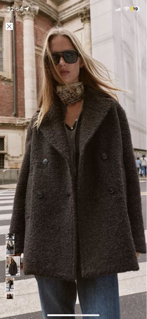 ZARA ブークレダブルプレストミディ丈コート ZARA］ブークレダブルブレストミディ丈コート (ZARA/コート) 8073/328