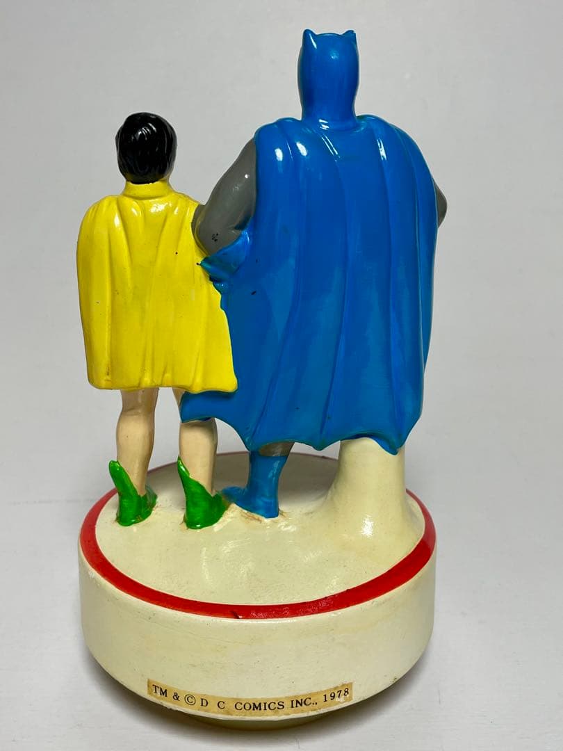 バットマンとロビン陶器製回転オルゴール箱付き レア レトロ 昭和