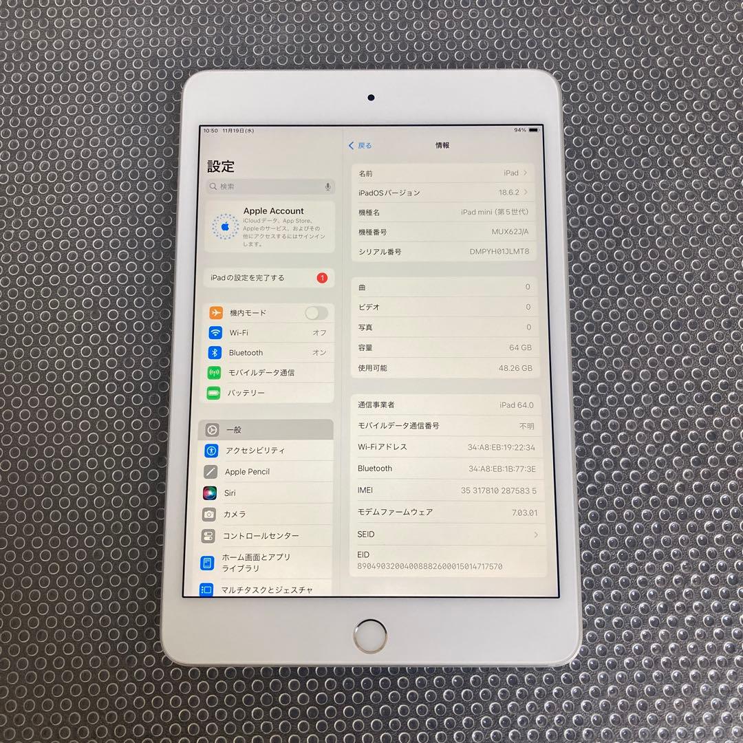 2931 美品☆電池最良好☆iPad mini5 64GB SIMフリー☆