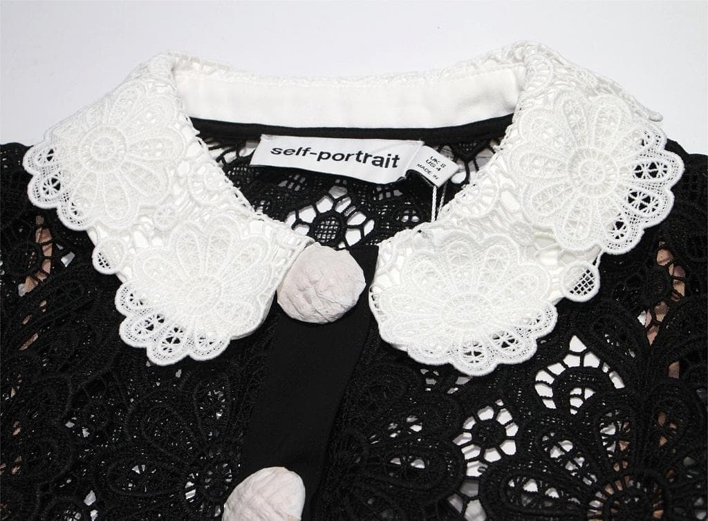 セルフポートレイト ワンピース ギピュールレース 花柄 黒 UK8 未使用