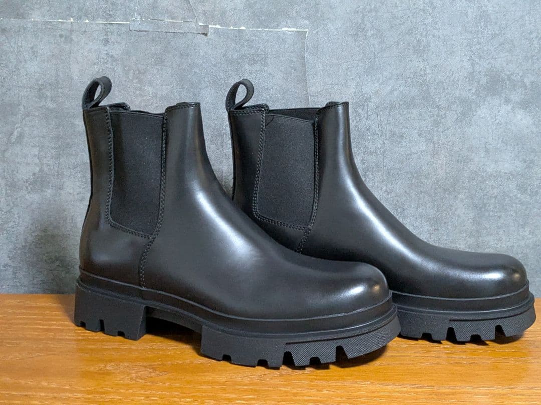 ZARA 44 28.5cm ブラック チェルシーブーツ/サイドゴアブーツ - メルカリ