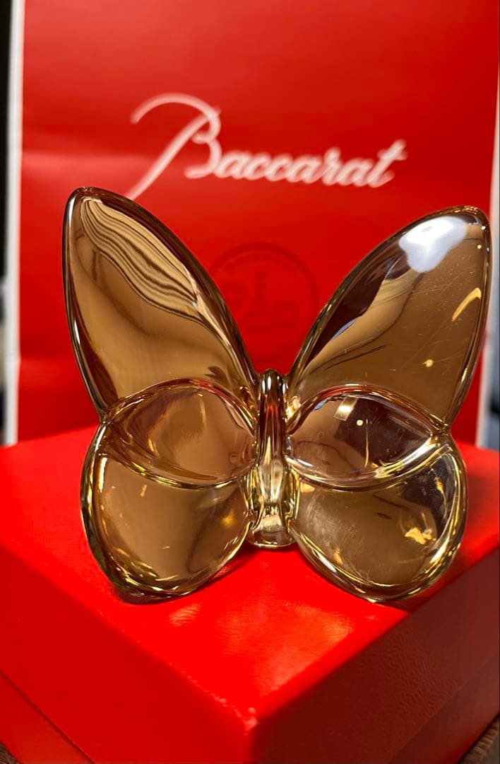 バカラ　バタフライ　置き物 Baccarat バカラ ラッキーバタフライ イリゼクリア・スカラベブルー