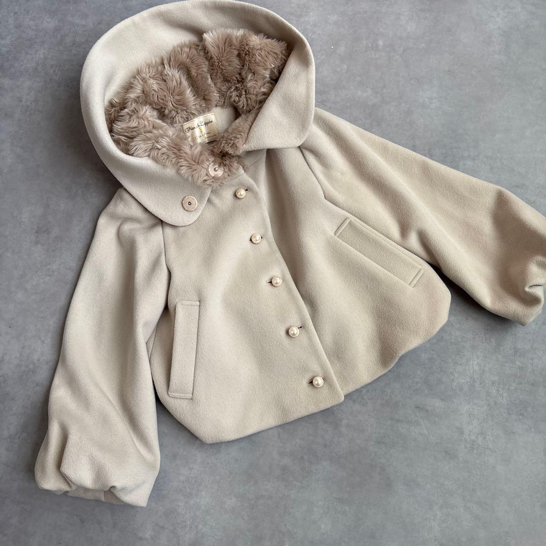 ☆新品 フランシュリッペ ファー パールボタン バルーン ウール