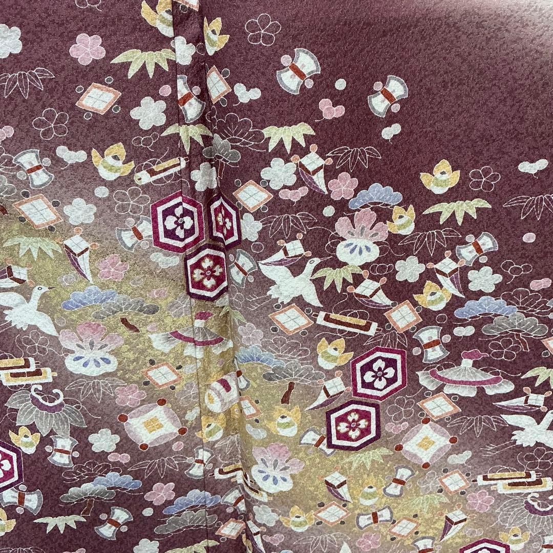 b517 正絹 袷 訪問着 宝尽くし 金彩 トールサイズ 極美品 着物 - メルカリ