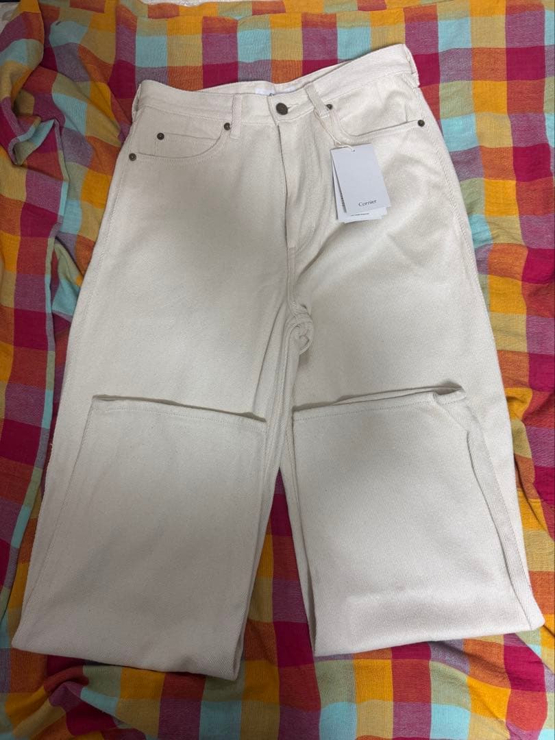 SILK NEP DENIM PANTS WHITE cornier - メルカリ
