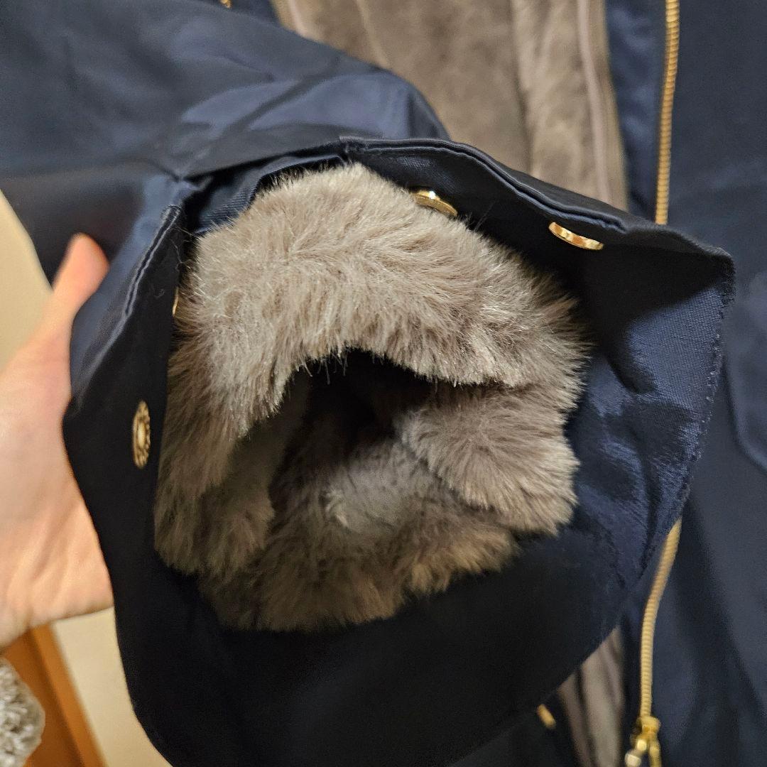 ネイビー 撥水 4way フェイクファーライナー ロング マンパ - メルカリ