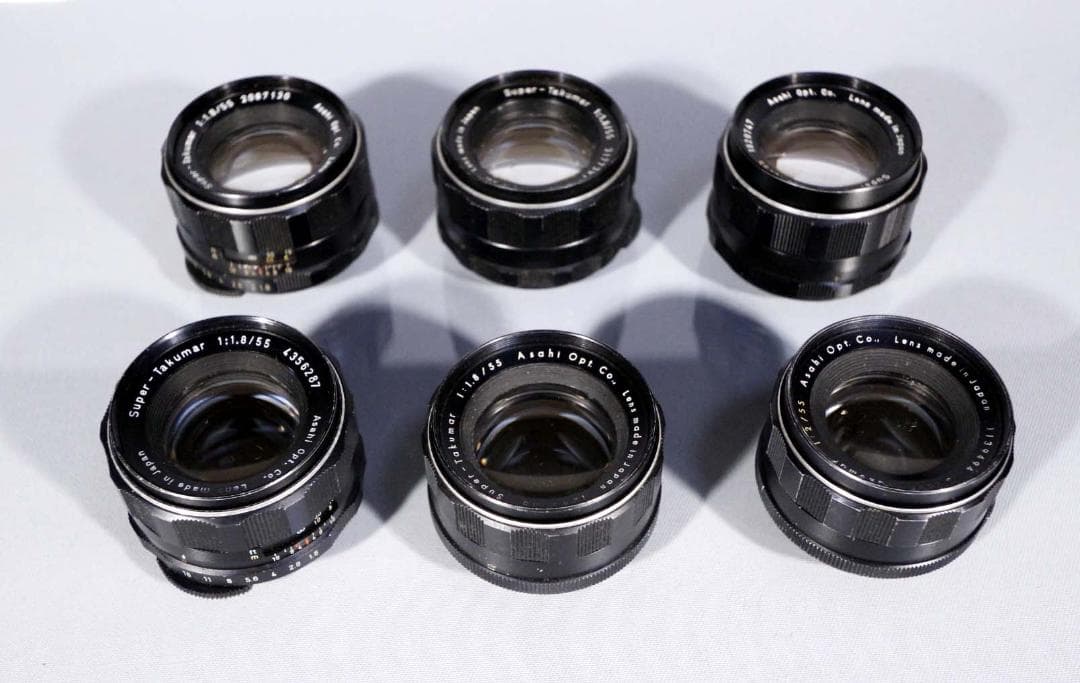 ■PENTAX■オールドレンズ■SUPER TAKUMAR 55mmまとめて6個 オールドレンズ】「ペンタックス スーパータクマー55mm F1.8」と