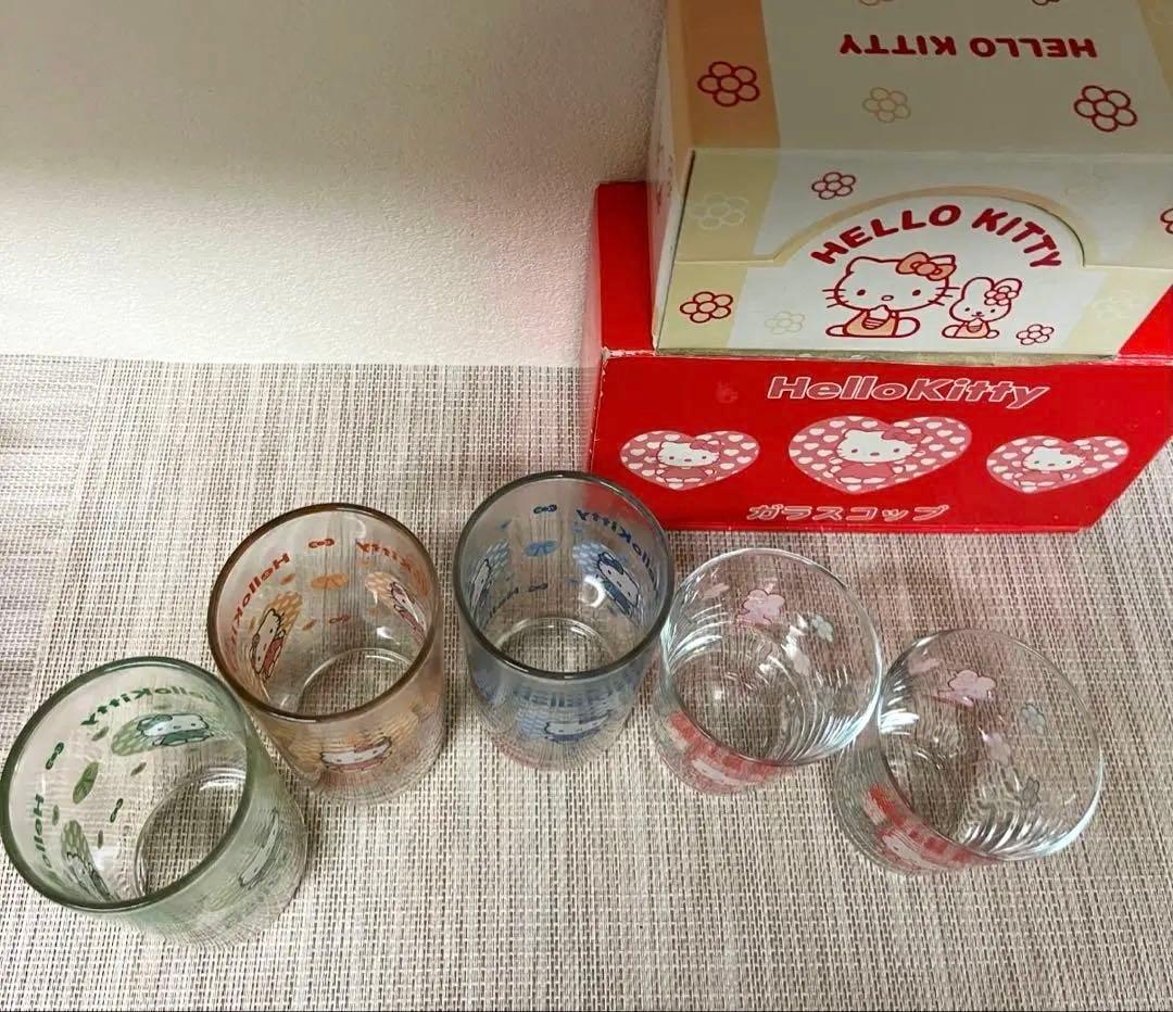 ハローキティ ガラスコップ 5コ 2001年 2007年 - メルカリ