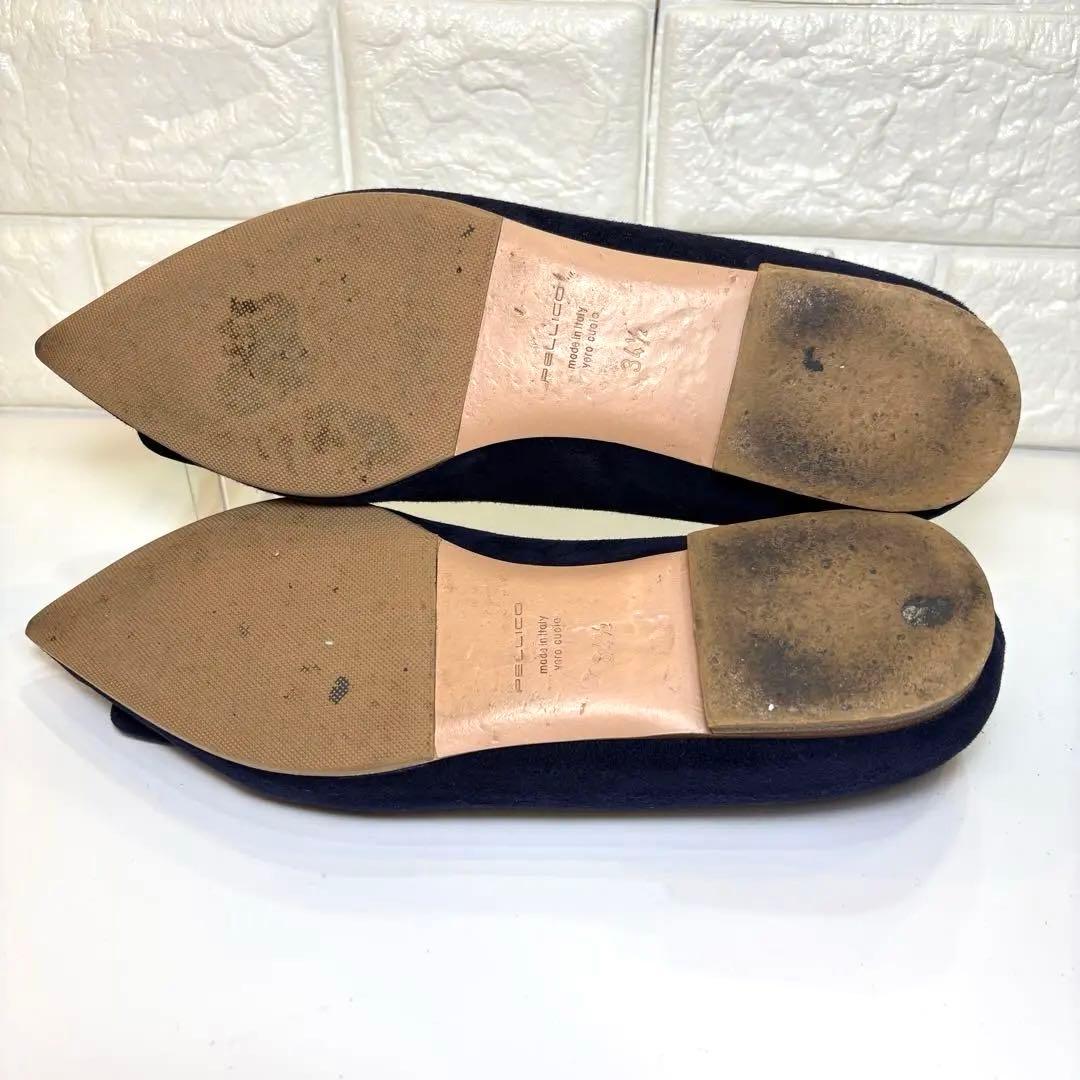 PELLICO ネイビー スエード フラットシューズ 21.5cm