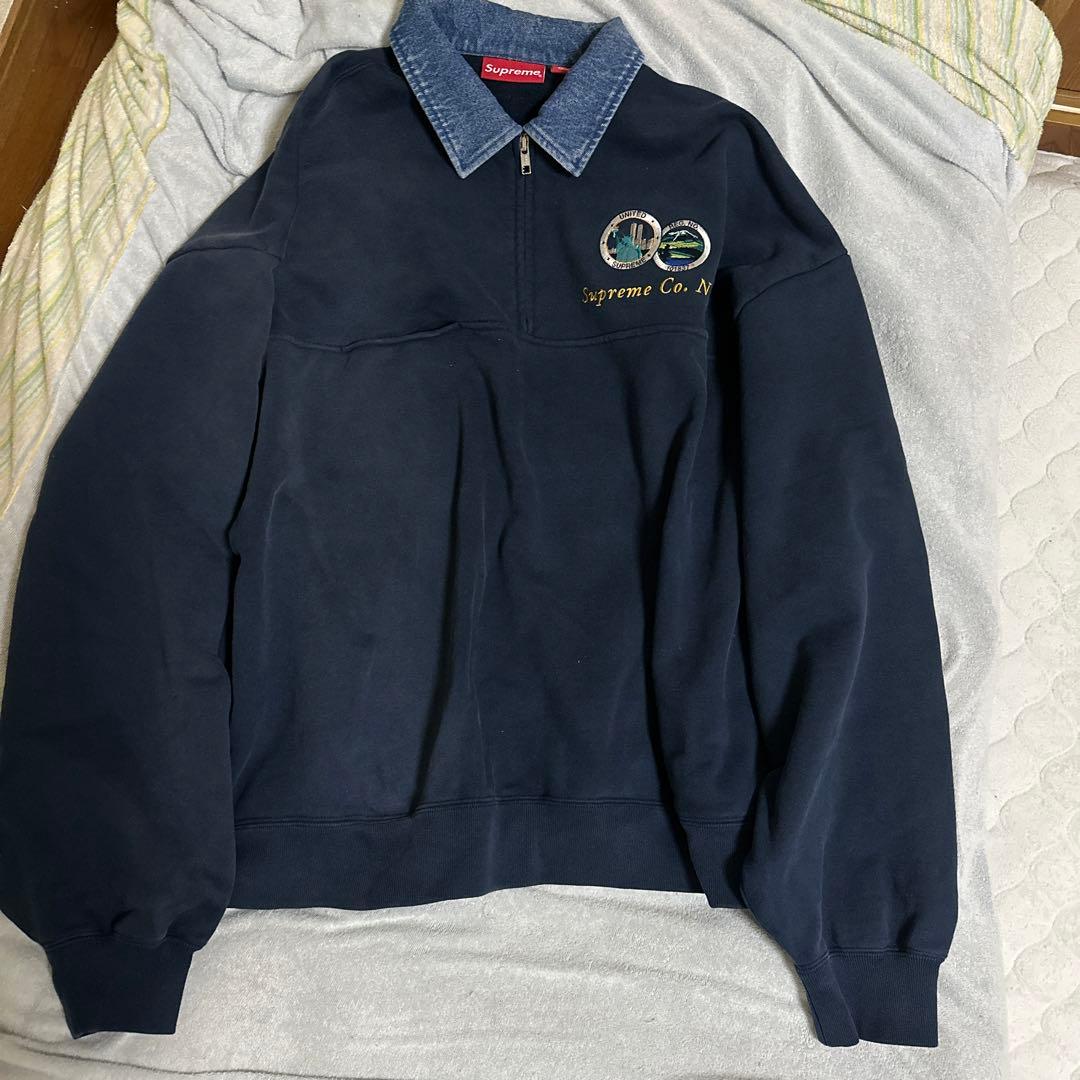 Supreme Denim Collar Half Zip Sweatshirt - メルカリ