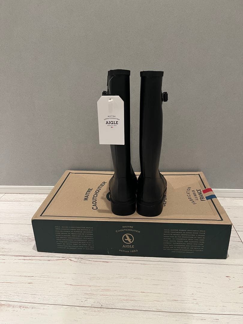 エーグル AIGLE メンズレインブーツ 25.5cm ブラック 新品箱あり