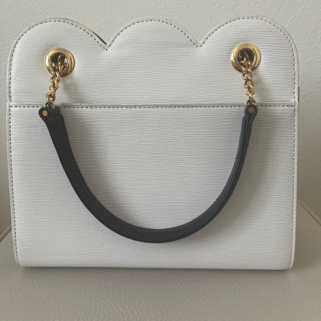 ハナエモリ サークルロゴバイカラー フォーマルハ ンドバッグ 白紺