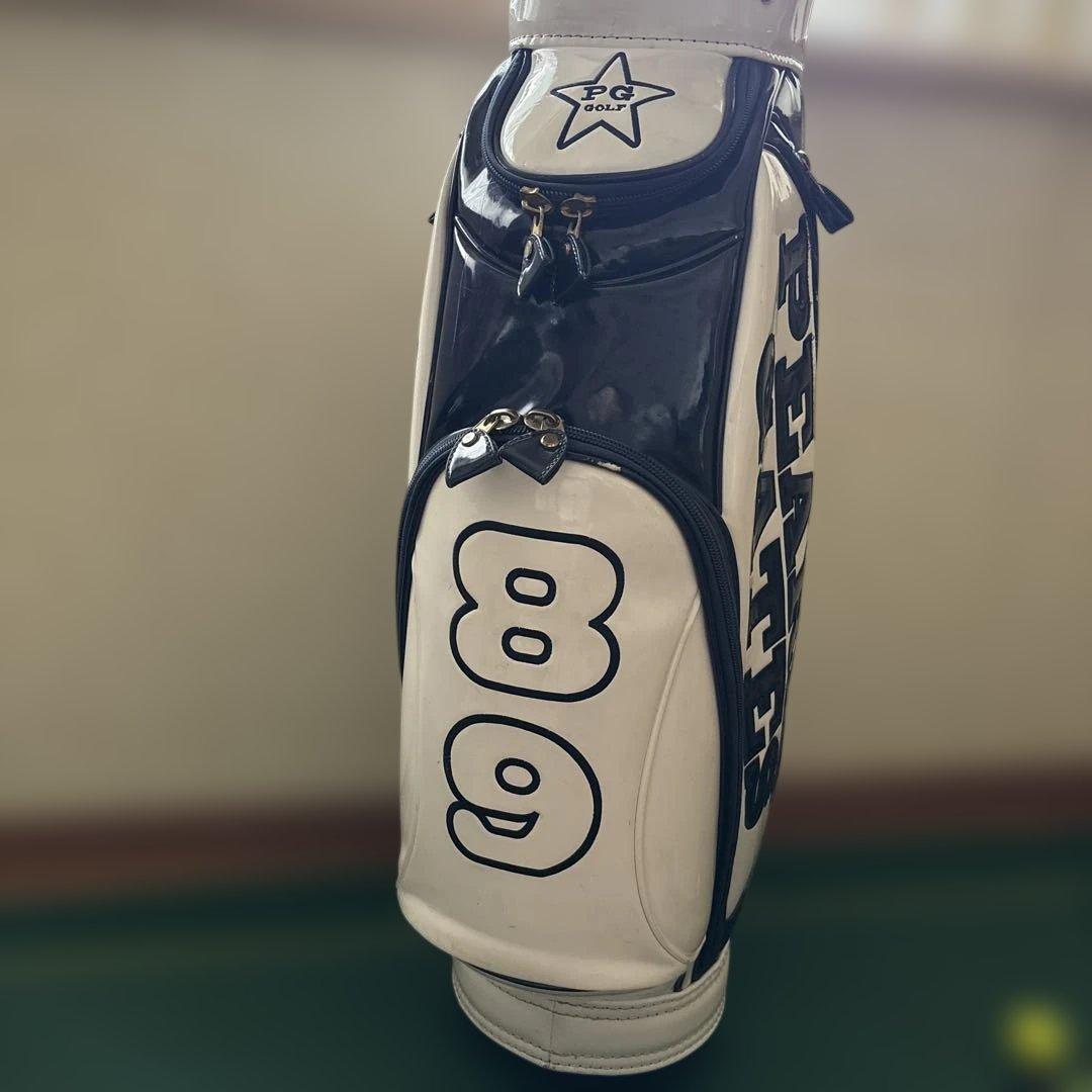 PEARLY GATES キャディバッグ ホワイト ネイビー エナメル 9.5型