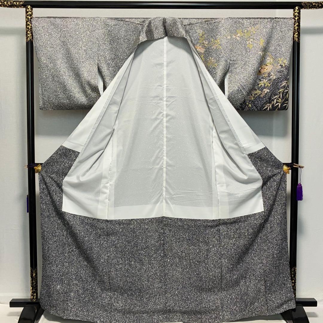 D248 訪問着 叩き染め 花模様 金彩 正絹 着物 袷 極美品 - メルカリ