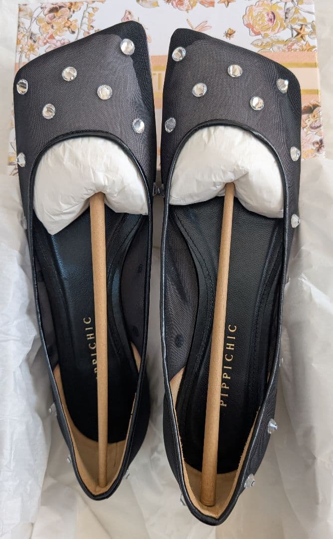 PIPPICHIC ブラック ドット柄 フラットシューズ PIPPICHIC（ピッピシック） シューズ 「PIPPICHIC」LINDA BIJOU