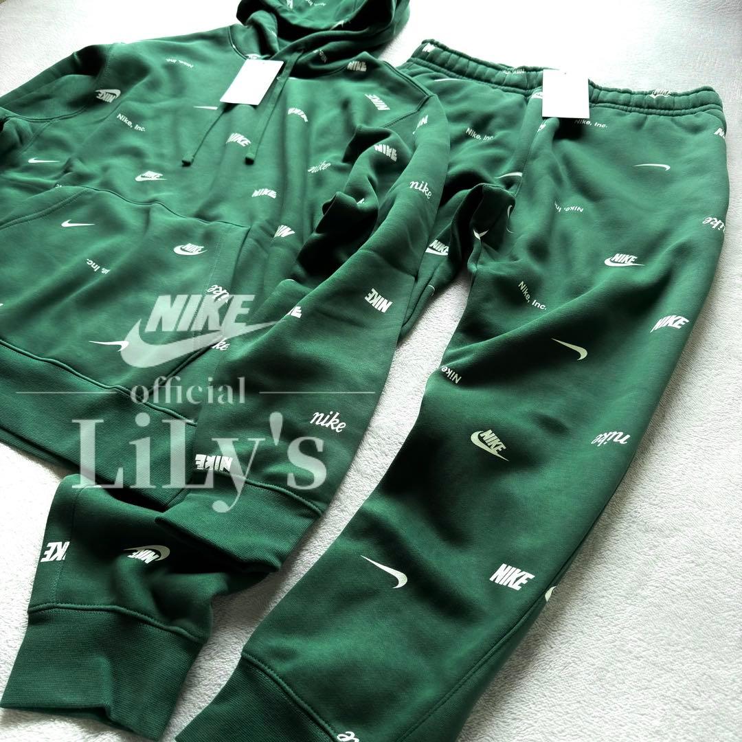 新品 NIKE上下セットアップ Mサイズ 総柄 緑 グリーン - メルカリ