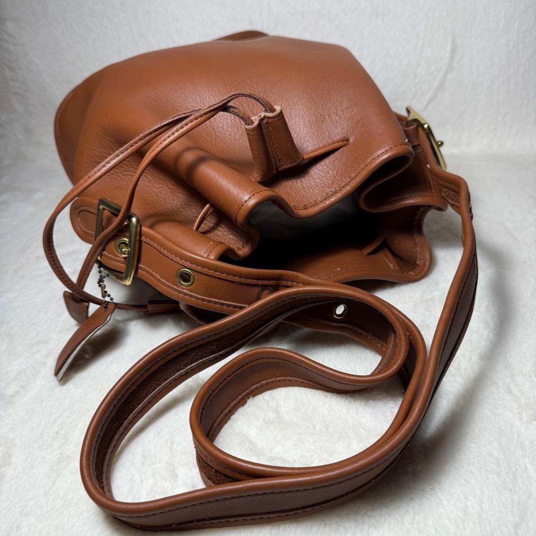 美品 オールドコーチ 巾着型ショルダー ブラウン 9952 - メルカリ