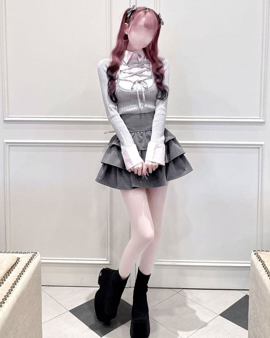 ミシェルマカロン HONEY MEWレースアップドッキングトップス