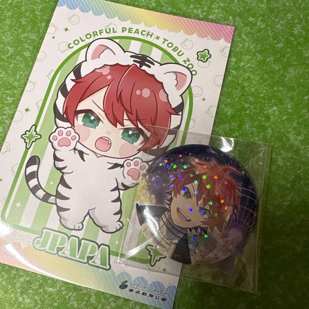 カラフルピーチ じゃぱぱ 東武動物公園缶バッジ ポストカード付き