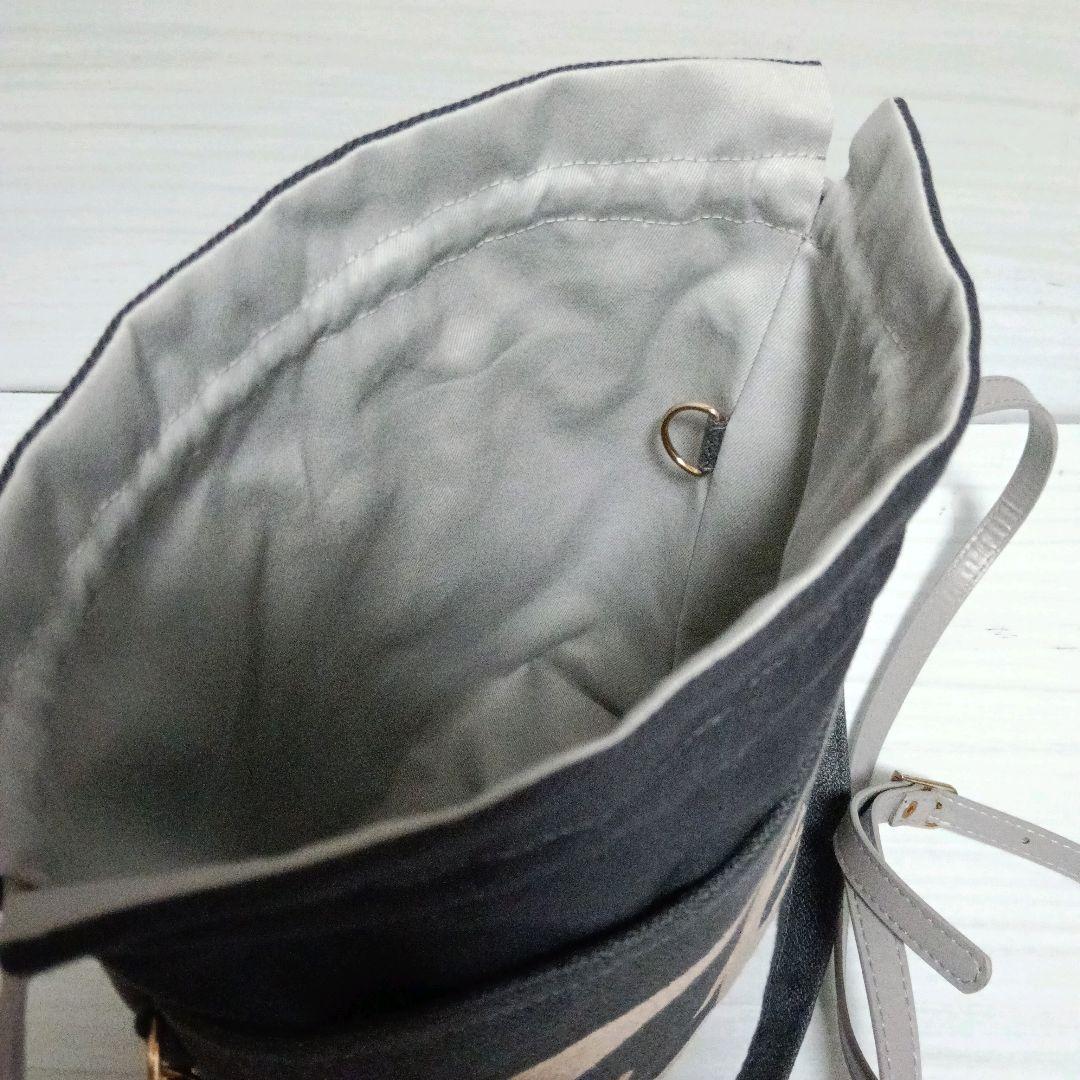 ミナペルホネン ポケット巾着バッグ go! ダークグレー 鳥さん