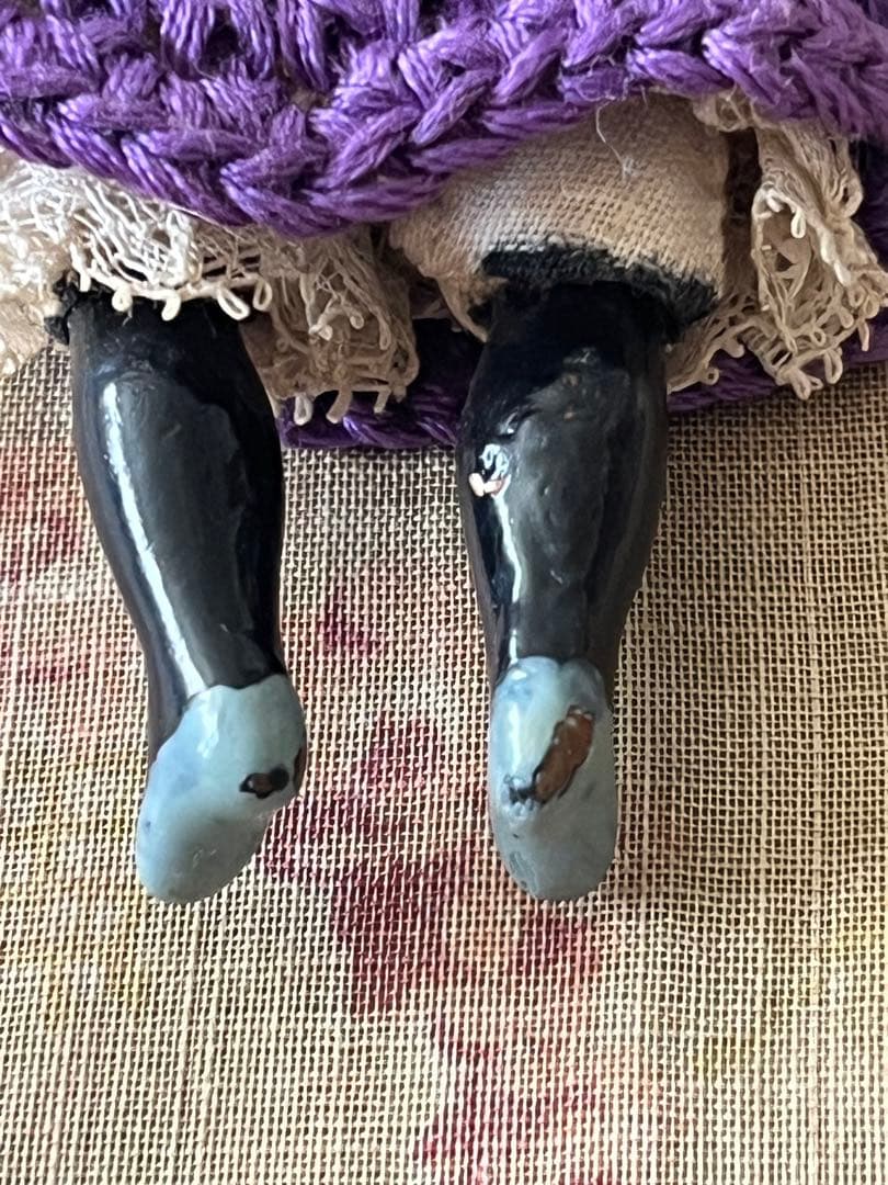 アンティークビスクドール陶器小さなドールミニョネット レトロ人形